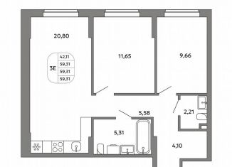 Продажа 3-ком. квартиры, 59.3 м2, Екатеринбург