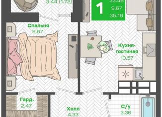 Продам 1-ком. квартиру, 35.2 м2, Владивосток