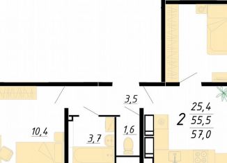 Продам двухкомнатную квартиру, 57 м2, Воронеж, улица Полковника Богомолова, 1, Советский район