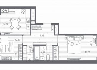 Продажа 2-ком. квартиры, 60.1 м2, Санкт-Петербург, метро Площадь Мужества