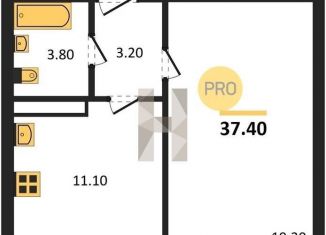 Продам 1-ком. квартиру, 37.4 м2, село Ямное, улица Генерала Черткова, 1