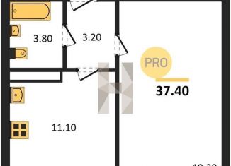 Продается однокомнатная квартира, 37.4 м2, село Ямное, улица Генерала Черткова, 1