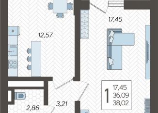 Продам однокомнатную квартиру, 38 м2, Сочи, микрорайон Бытха, Ясногорская улица, 16/2к5