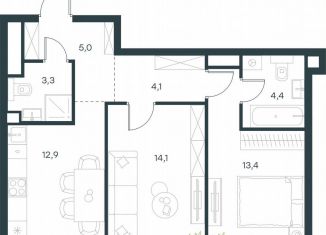 Продажа 2-комнатной квартиры, 57.2 м2, Москва, метро Мичуринский проспект