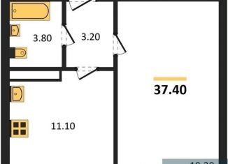 Продаю 1-комнатную квартиру, 37.4 м2, село Ямное, улица Генерала Черткова, 1