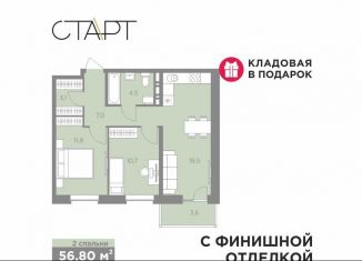 Продается 3-ком. квартира, 56.8 м2, Пермь, Дзержинский район, улица Сергея Есенина, 22