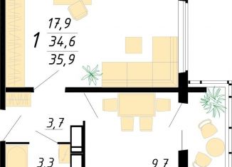 Продам однокомнатную квартиру, 35.9 м2, Воронеж, Советский район, улица Полковника Богомолова, 1