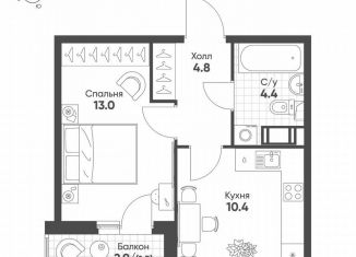 Продается 1-комнатная квартира, 34.1 м2, посёлок Шушары