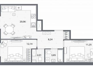 Продаю 2-ком. квартиру, 60.1 м2, Санкт-Петербург, Калининский район