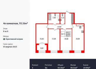 3-ком. квартира на продажу, 93.6 м2, Санкт-Петербург, ЖК Гранд Вью