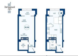 Продам 1-ком. квартиру, 32.5 м2, Челябинск, ЖК Западный Луч