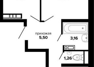 2-комнатная квартира на продажу, 56 м2, Краснодар, Российская улица, 257/7лит1