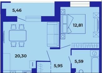 Продается 1-комнатная квартира, 47.3 м2, Брянск, ЖК Резиденция Гринпарк, улица имени О.С. Визнюка, 20