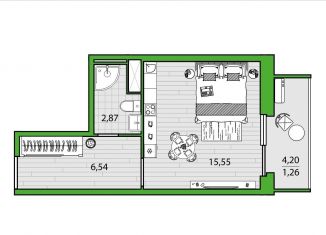 Квартира на продажу студия, 26.2 м2, Санкт-Петербург, метро Проспект Просвещения