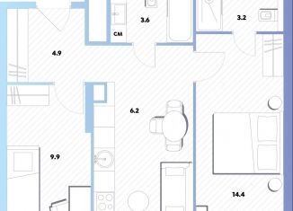 Продается двухкомнатная квартира, 50.8 м2, Москва, Окская улица, 7А, метро Окская