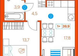 Продажа 1-ком. квартиры, 39.9 м2, Тюменская область, улица Ветеранов Труда, 36