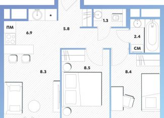 Продается 2-комнатная квартира, 41.5 м2, Москва, Окская улица, 7А, метро Окская