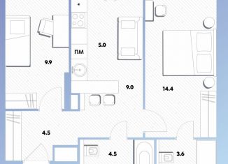 Продажа 2-ком. квартиры, 51.1 м2, Москва, Окская улица, 7А, метро Окская