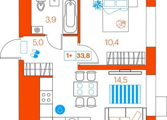 Продается 1-комнатная квартира, 33.8 м2, Тюмень, улица Ветеранов Труда, 36