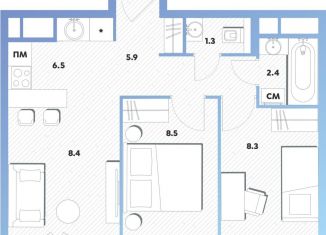 2-комнатная квартира на продажу, 41.5 м2, Москва, Окская улица, 7А, метро Окская