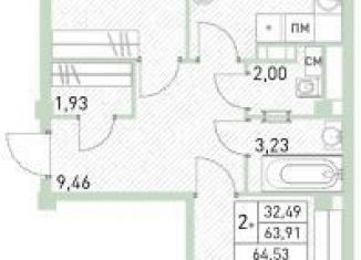 3-комнатная квартира на продажу, 64.5 м2, Балашиха, ЖК Столичный, жилой комплекс Столичный, к22