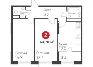 Продаю 2-комнатную квартиру, 63.3 м2, Самара, метро Российская