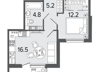 1-комнатная квартира на продажу, 39 м2, Санкт-Петербург, метро Балтийская, 12-я Красноармейская улица, 26