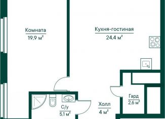 Продается 1-комнатная квартира, 57.6 м2, Самара, метро Российская
