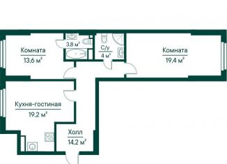 Продажа двухкомнатной квартиры, 76.2 м2, Самарская область