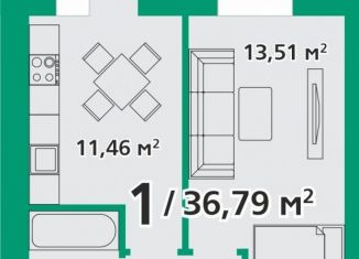 Продается 1-комнатная квартира, 36.8 м2, посёлок городского типа Берёзовка