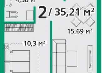 2-ком. квартира на продажу, 35.2 м2, посёлок городского типа Берёзовка