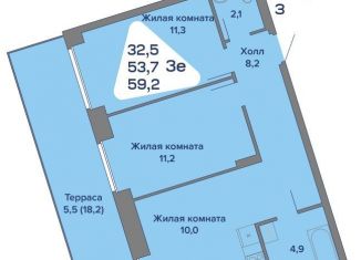 Продаю трехкомнатную квартиру, 59.2 м2, Пермский край