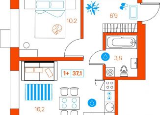 Продажа 1-комнатной квартиры, 37.1 м2, Тюмень, улица Ветеранов Труда, 36