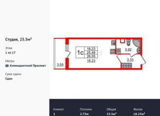 Продам квартиру студию, 25.5 м2, Санкт-Петербург, ЖК Чистое Небо, Арцеуловская аллея, 21