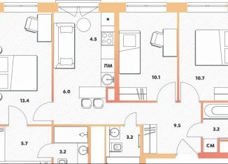 Продается 3-ком. квартира, 68.2 м2, Москва, метро Окская, Окская улица, 7А