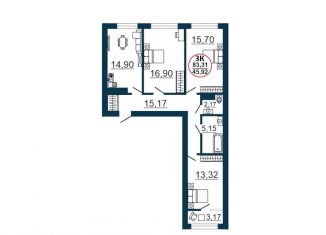 Продам трехкомнатную квартиру, 86.5 м2, Новосибирск, улица Забалуева, 3/1, ЖК 1-ый на Киевской