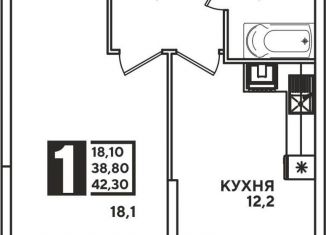 Продажа однокомнатной квартиры, 42 м2, Новороссийск, улица Котанова, 4, ЖК Арена