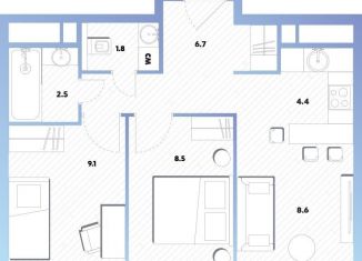 2-комнатная квартира на продажу, 41.7 м2, Москва, Окская улица, 7А, метро Окская