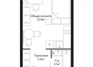 Продажа квартиры студии, 25.3 м2, Москва, район Дорогомилово