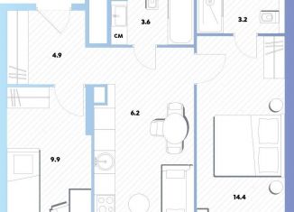 Продам 2-комнатную квартиру, 50.3 м2, Москва, Окская улица, 7А, метро Окская