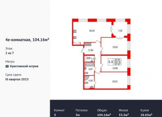 Продаю 3-комнатную квартиру, 104.2 м2, Санкт-Петербург, ЖК Гранд Вью