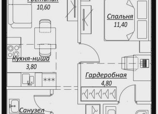 Продаю 1-ком. квартиру, 42.8 м2, Москва, жилой комплекс Слава, к1, метро Белорусская