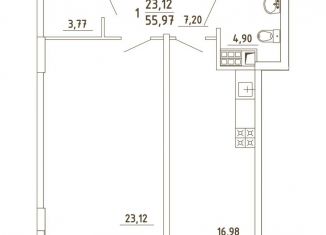 Продам однокомнатную квартиру, 56 м2, деревня Бородки, Парковая улица, 1, ЖК Грибовский Лес