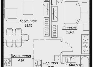 Продажа 1-комнатной квартиры, 45.8 м2, Москва, жилой комплекс Слава, к1, метро Белорусская