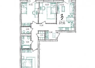 Продажа 3-ком. квартиры, 87.6 м2, Тюмень, Калининский округ