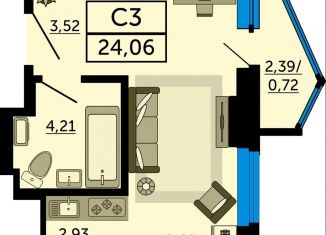 Продам квартиру студию, 24.1 м2, Ростов-на-Дону, Железнодорожный район, Привокзальная улица, 9