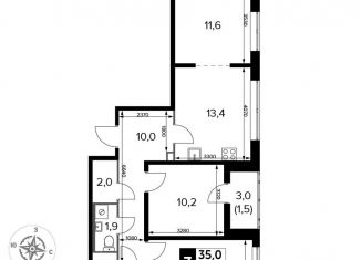 Продается трехкомнатная квартира, 67.3 м2, Люберцы, жилой комплекс 1-й Лермонтовский, к5.1