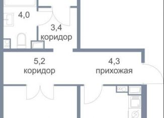Двухкомнатная квартира на продажу, 71.3 м2, деревня Голубое, ЖК Первый Зеленоградский