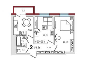 Продается двухкомнатная квартира, 53.3 м2, деревня Батино, ЖК Есенинские Поля, улица Сергея Есенина, 38