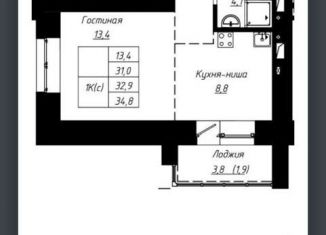 Продается 1-комнатная квартира, 35 м2, Барнаул, улица Чернышевского, 186, ЖК Литерный